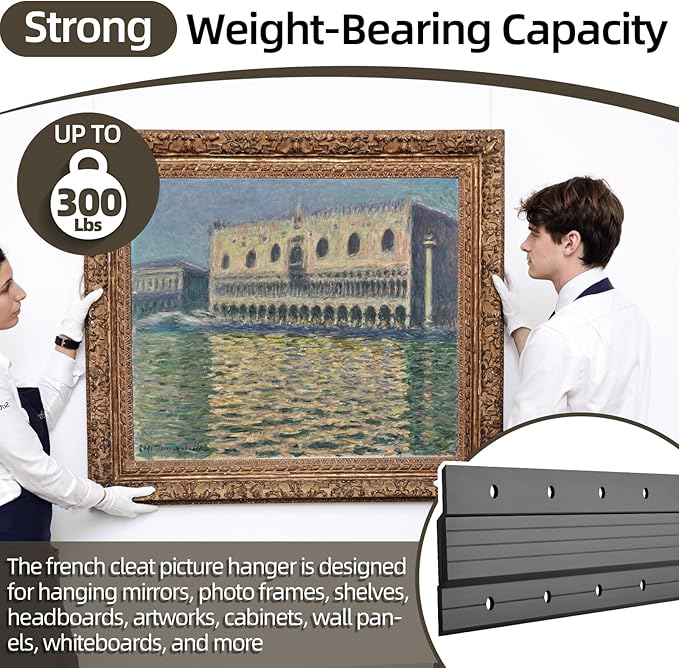 French Cleat Hanger 30 Inch, 3 Pairs Heavy Duty Z Bar Clips, Metal Wall Cleats Up to 300 lbs, Interlocking Bracket Kit Hanging Picture, Mirror, Frame, Headboard, Easy Install, Hardware Included