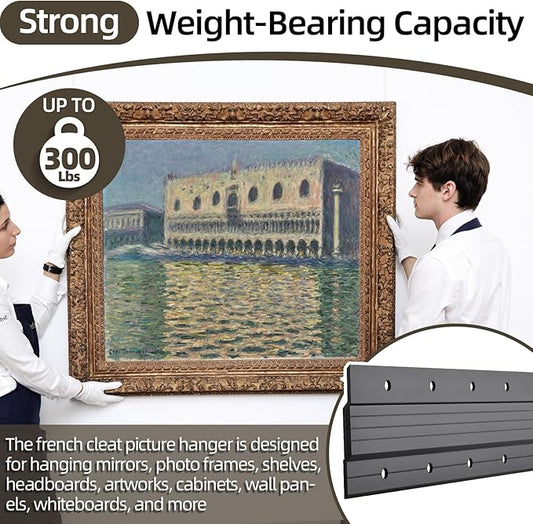French Cleat Hanger 30 Inch, 3 Pairs Heavy Duty Z Bar Clips, Metal Wall Cleats Up to 300 lbs, Interlocking Bracket Kit Hanging Picture, Mirror, Frame, Headboard, Easy Install, Hardware Included