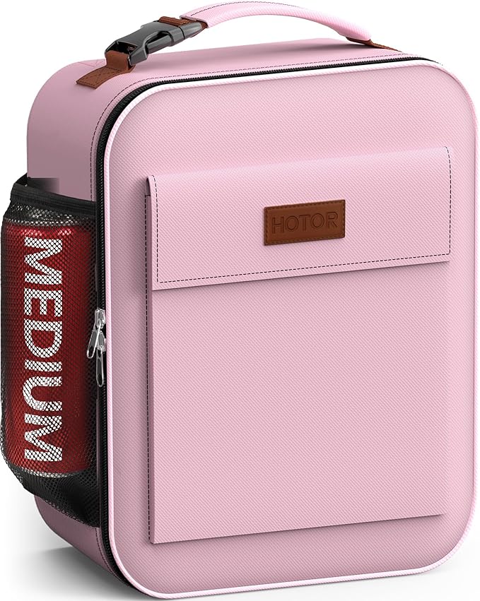 HOTOR Lunch Bag for Men & Women - Large Capacity Insulated Lunch Bag with Mutiple Pockets, Wear-Resistant Cooler Lunch Box for Office, Picnic, Pink, 7L, 9.06" x 4.33" x 10.63"