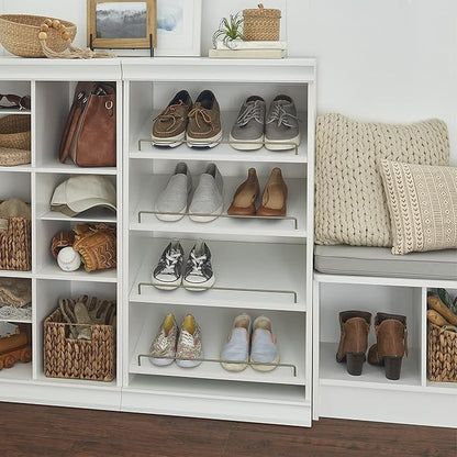 ClosetMaid Modular Storage Shelf Unit with Angled Shoe Shelves, White