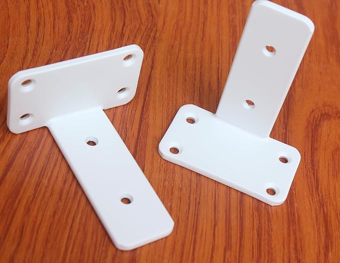 12 Pack - 4 inch White Hidden L Shelf Bracket (1/5 Inch Thicked) Iron Floating Shelf Brackets Rustic Industrial Metal Brackets for Shelf Support
