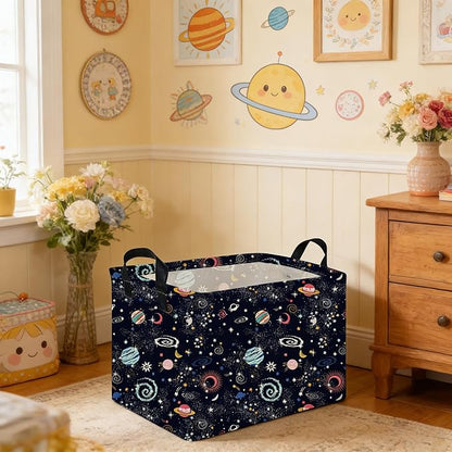 Rectangular Star baskets,Storage Basket,Waterproof foldable laundry basket for Kids,Cute Toys Storage Bin Organizer,Book bins,Starry Sky Galaxy Room Decor(Stars)