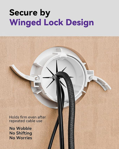 VCELINK in-Wall Cable Management Kit, 2.44" (62 mm) Mini Wall Cord Hider for TV/Coaxial/HDMI/Speaker Cords, Includes 2 Pass Throughs, Locking Brackets and Hole Saw Drill Attachment