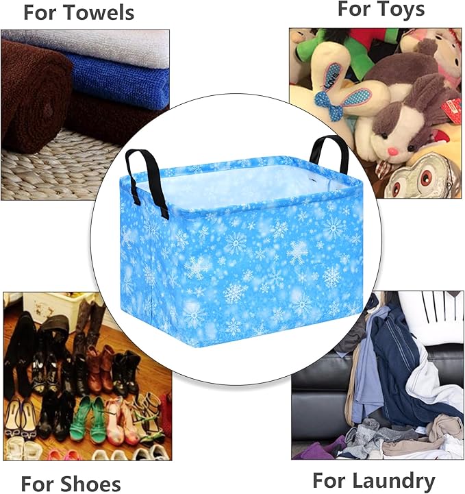 Snow Storage Basket,Kids Storage Bins Closet Organizer Cube Collapsible Nursery Hamper Waterproof Clothes Toy Bin Book Shelf Party Decor
