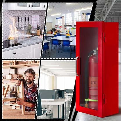 Zonon 4 Pcs Red Fire Extinguisher Cabinet Wall & Surface Mount 24-3/4 H x 10-1/4 W x 6-3/4 D Steel Fire Extinguisher Box Holder Case with Handle for Indoor Outdoor