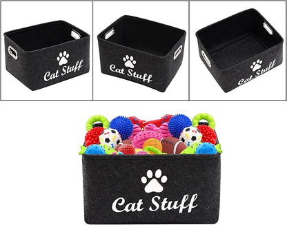 Geyecete Cat Apparel & Accessories/Cat Toys/Pet Supplies Storage Basket/Bin with Handles, Collapsible & Convenient Storage Solution for Office, Bedroom, Closet, Toys, Laundry(Dark Grey)