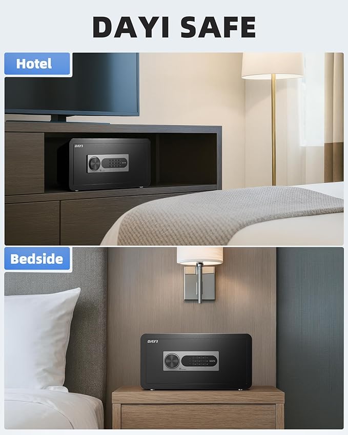 DAYI Hotel Safe, 1.4 Cubic Feet Laptop Closet Safe Box with Digital Keypad for Home Office Documents & Money, Dual Alarm System - D-22