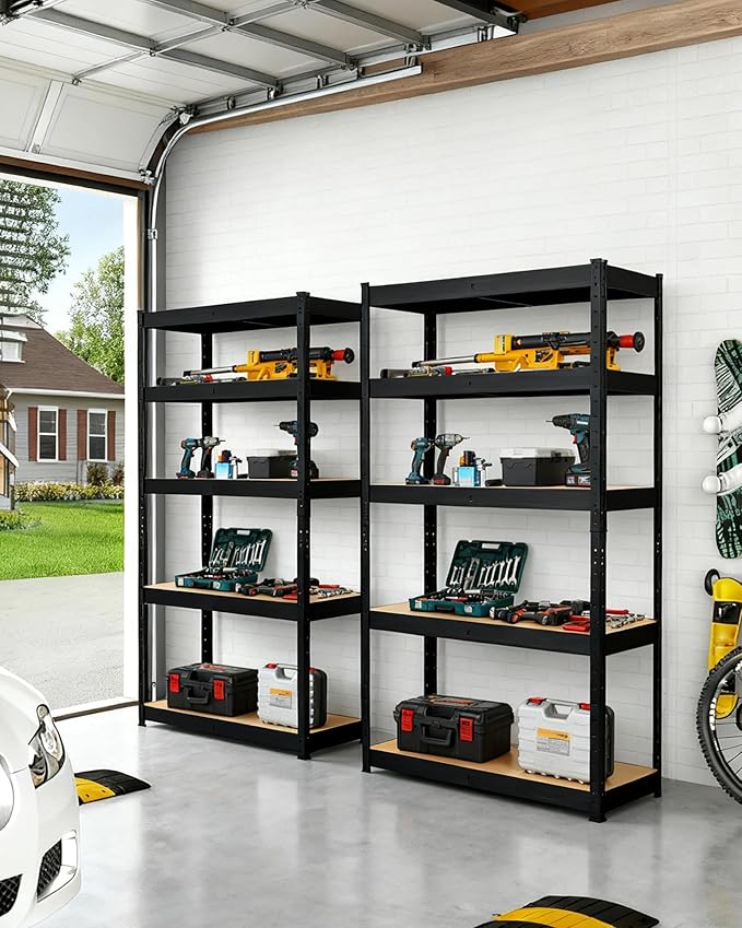 Garage Storage Shelves,Heavy Duty Garage Shelving Metal Adjustable Garage Shelves,5-Tier Adjustable Shelving Units,Loads 2000 LBS,Metal Storage Utility Racks for Warehouse,Pantry, Basement (48x24x72)
