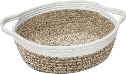 Woven Cotton Rope Gift Basket, Small Baskets for Gifts Empty, Cute Baby Nursery Basket, Pet Toy Storage Bin for Dog Cat, Decorative Wicker Home Organizer with Handles, 12"x 8"x 5", Brown