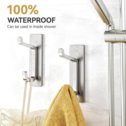 Self Adhesive Wall Hooks for Hanging: Extra Strong 13 LB, Hook for Coat, Towel in Bathrooms, Shower, Kitchen, Wall, Door Hook, Nickel Silver 6 Pack