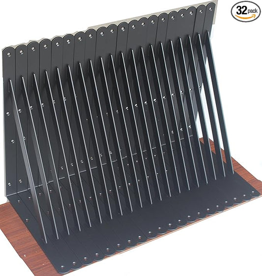 32 Pack L14 x H 10" Black Heavy Duty Shelf Brackets with Screws Metal Shelf Brackets Shelf Support Angle Brackets for Shelves L Brackets Heavy Duty Floating Shelf