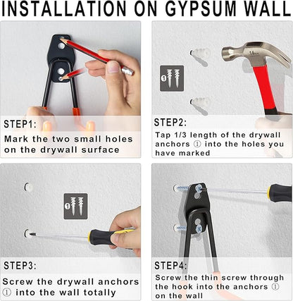 Heavy Duty Steel Hooks, 16 Pack with Anti-Slip Coating - Utility Wall Mount Garage Storage for Hanging Bike, Ladder and Garden Tools