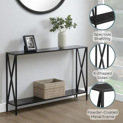 Convenience Concepts Tucson Console Table 47.25" - Modern Sofa Table with Storage Shelf, Entryway Hall Table for Living Room, Black
