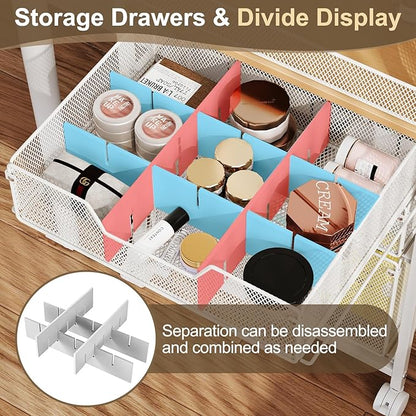 Rolling Makeup Cart Organizer with 3 Drawers, Floor Skincare Organizers with Wheels, Cosmetics Display Cases, Vanity Storage Organizer for Skin Care Perfume Nail Polish, White