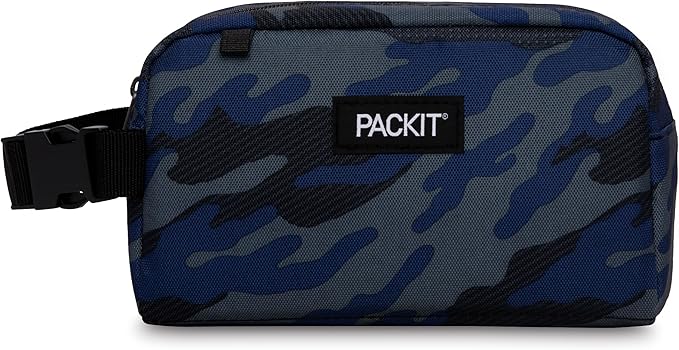 PackIt Freezable Snack Box, Sporty Camo Charcoal Navy, Built with EcoFreeze Technology, Collapsible, Reusable, Zip Closure with Buckle Handle, Great for All Ages and Fresh Snacks on the go
