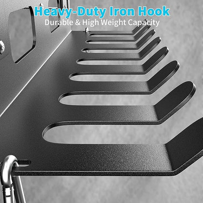 KHAMAL Multi-Purpose Gym Equipment Storage Rack for Resistance Bands - Gym Wall Storage for Exercise Bands, Yoga mat, Jump Ropes, Weight Belts, Straps, Hula Hoop (Black White)