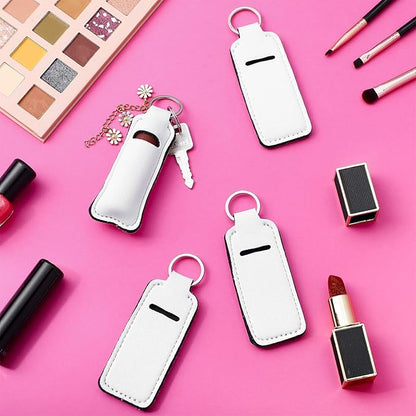 Hicarer Sublimation Lipstick Holder Keychain Bulk Blank Lipstick Neoprene Clip-on Sleeve Travel Key Ring Holder