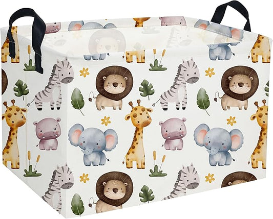 Rectangular Kids Basket Animals Storage Baskets Cute Basket Toy Storage Bin Zoo Room Decor for Home(Zoo)