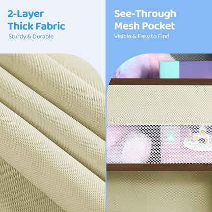 Yecaye 2 Pack Over the Door Organizer, 35.2lbs Load Toy Stuffed Animal Storage, Swing-proof Hanging Bathroom Organizers and Storage for Nursery Newborn Baby Essential Stuff Dorm Room Essentials Beige