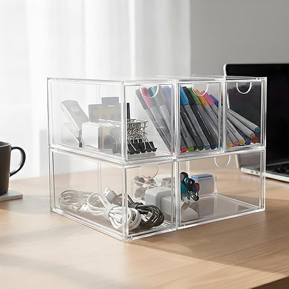 Coffee Pod and Tea Bag Organizer Drawer – Crystal-Clear Acrylic Tea Bag Drawer, Easy to Clean & Stackable for K-Cups, Tea, Sugar Packets in Office, Gym & Kitchen Cupboard (5-Pack)
