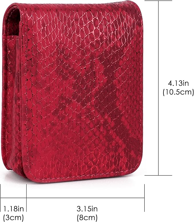 Red Lipstick Holder, Lipstick Case with Mirror, Mini Portable Makeup Holder for Women Girls, for Outside Mini bag Travel Cosmetic Pouch (1Pcs)