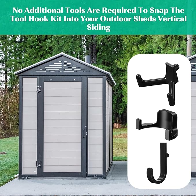 30 Pcs Storage Shed Tool Hooks Shed Accessories Compatible with Suncast/Craftsman J/U/V Shaped Tool Hanger Shelves Garden Garage Storage Organization Accessories for Hanging Shovel Rake(Black)