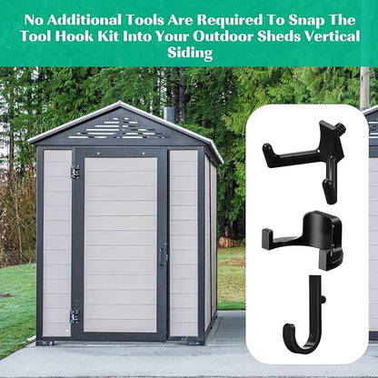 30 Pcs Storage Shed Tool Hooks Shed Accessories Compatible with Suncast/Craftsman J/U/V Shaped Tool Hanger Shelves Garden Garage Storage Organization Accessories for Hanging Shovel Rake(Black)