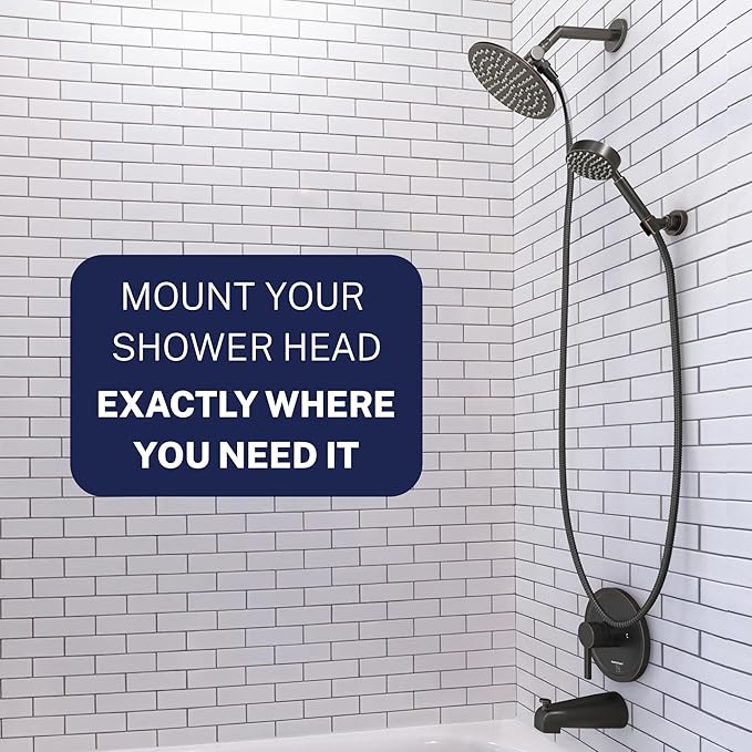 HammerHead Showers Solid Metal Handheld Showerhead Holder Wall Mount, Adjustable Screw-Mounted Pivot Ball, Shower Hose Holder, Fits Most Handheld Showerheads, Oil Rubbed Bronze