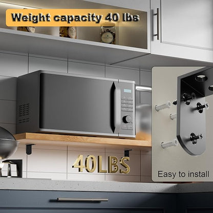 Alise 4Pcs Shelf Brackets Black, Stainless Steel Floating Shelf Brackets Corner Brackets, L Brackets for Shelves, 90 Degree Angle Bracket, Heavy Duty Shelf Brackets for Wood Furniture (2.56X2.56 in)