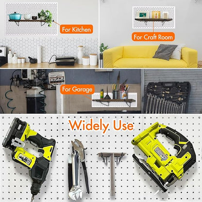 G.CORE Pegboard Shelf Hooks, 10-Pack 8" Black Peg Board Brackets, Organizer Accessories, Various Tools Storage Arrange System for Garage, Craft, Workshop, Workbench