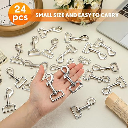 Therwen 24 Pcs Swivel Snap Hooks for Dog Leash Heavy Duty 2.76 Inch Flag Clasp Single Ended Clip Hooks Multipurpose Bolt Snap for Keychain Camera Strap Linking Pet Leash(Delicate Style,1")