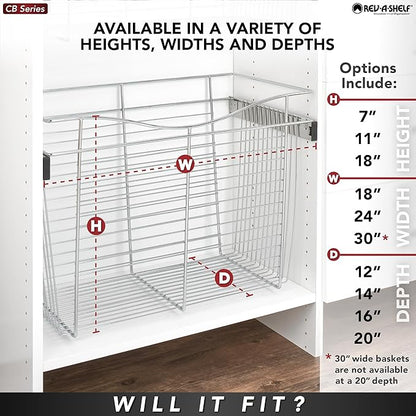 REV-A-SHELF 18" W Closet Basket for Custom Closet Systems
