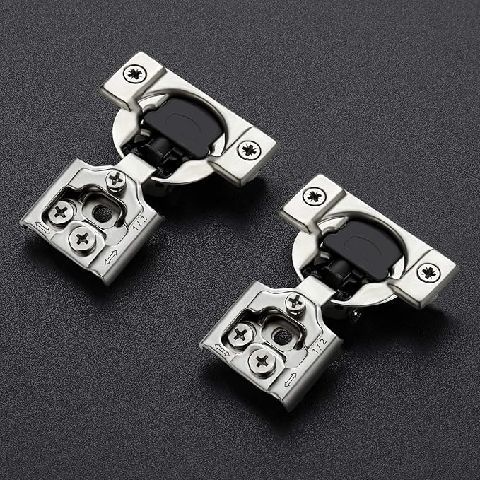 Ravinte 10 Pack 5 Pairs 1/2 inch Overlay Soft Close Hinges for Kitchen Cabinet Hinges Satin Nickel Hidden Hinges Stainless Steel Concealed Hinge self Closing