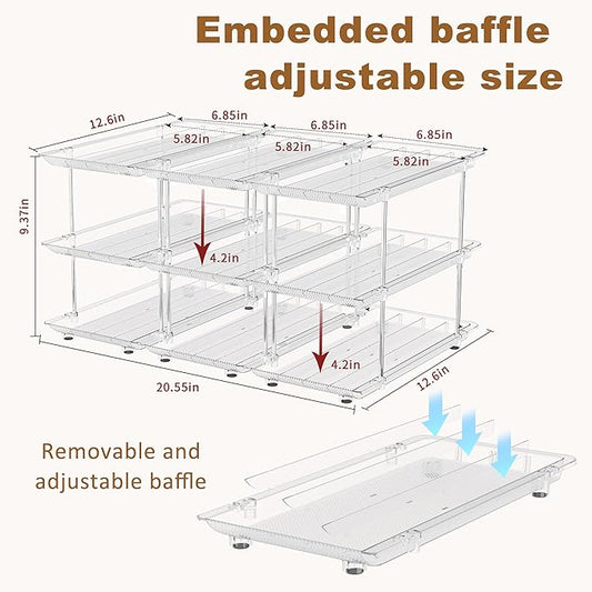 Can Organizer for Pantry, Modular 3 Tier Adjustable Cat Food Can Organizer Large Soup Can Storage Beverage Cans Clear Canned Goods Holder for Pantry and Fridge