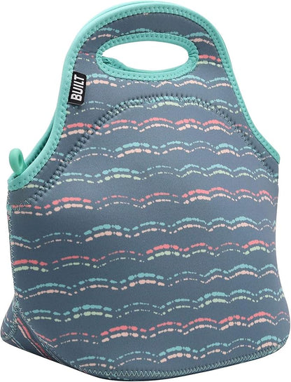 Built Gourmet Getaway Neoprene Lunch Bag - Insulated, Reusable, & Machine-Washable Lunch Tote for Hot and Cold Food Storage, Lightweight & Reusable - One Size (Scallop Stripe)