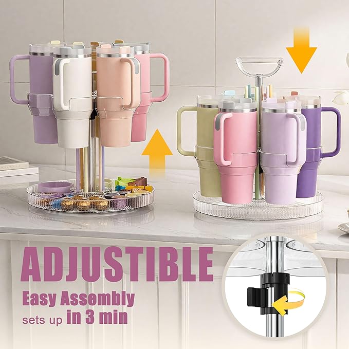 Water Bottle Organizer for Stanley Cup Holder Tumbler Storage Rack for Kitchen Cabinets Clear