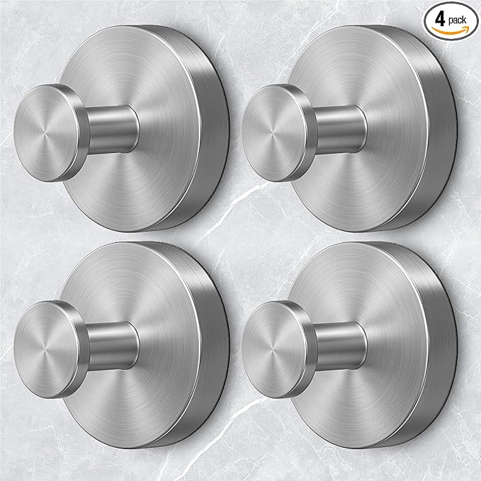 Shower Hooks for Inside Shower,Large Suction Cup Hooks for Glass Window,Removable Towel Hooks for Bathrooms,4 Packs(Silver)