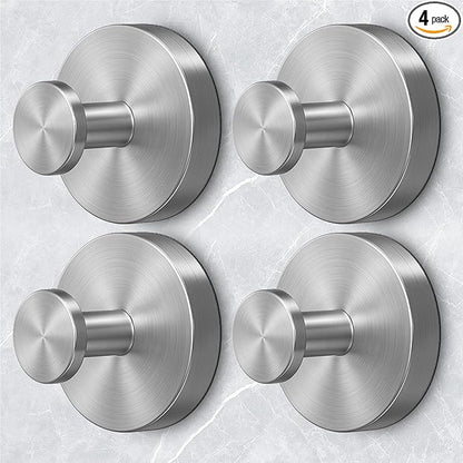 Shower Hooks for Inside Shower,Large Suction Cup Hooks for Glass Window,Removable Towel Hooks for Bathrooms,4 Packs(Silver)