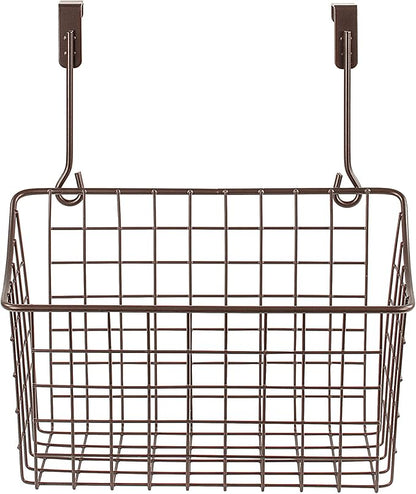 Spectrum Medium Cabinet Door Wire Basket Grid Over Cabinet Organizer Bronze, Hanging Over Cabinet Door Storage Organizer Basket for Kitchen and Bath Cleaning Supplies Washcloths Hand Towels