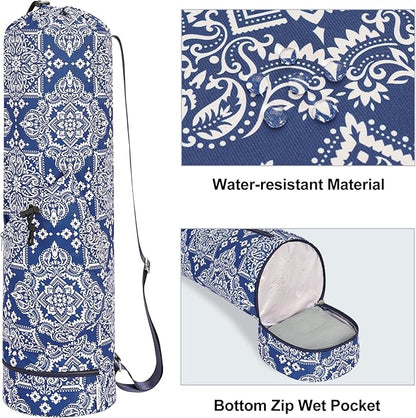 sportsnew Yoga Mat Bag with Water Bottle Pocket and Bottom Wet Pocket, Exercise Yoga Mat Carrier Multi-Functional Storage Bag, Patent pending