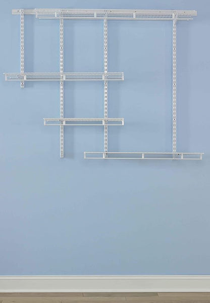 Rubbermaid FastTrack Multi-Purpose Closet Shelving Kit, White, Adjustable, Pantry Storage/Organization for your Clothes/Shoes/Food/Cleaning Supplies