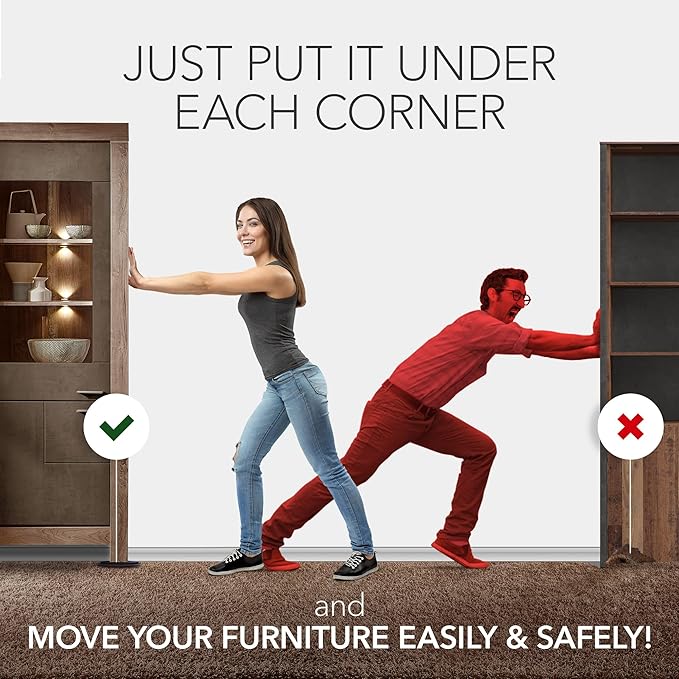 X-Protector Furniture Sliders for Carpet - 4 PCS 6" x 3 1/2" - The Best Heavy-Duty Moving Pads - Sliders for Furniture. Move Your Furniture Easily with Reusable Furniture Moving Sliders for Carpets!