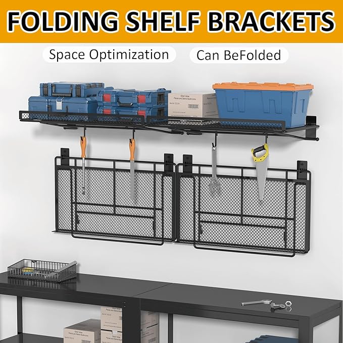 BABKAS 4 Pack Garage Wall Shelving,16.5" x 12.2" Garage Shelving Wall Mounted for Garage, Office,Laundry Room,Basement,Closet and Kitchen, Holds Up to 320 Lbs