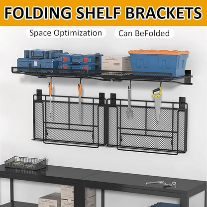 BABKAS 4 Pack Garage Wall Shelving,16.5" x 12.2" Garage Shelving Wall Mounted for Garage, Office,Laundry Room,Basement,Closet and Kitchen, Holds Up to 320 Lbs