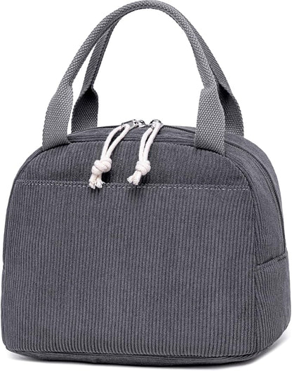 Bluboon Lunch Bag for Women Men Cute Corduroy Lunch Tote Bags Reusable Insulated Lunch Box Large Capacity Reusable Insulated Cooler for Work Picnic or Travel