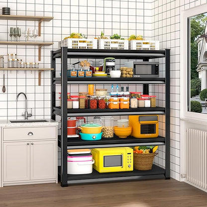 Garage Shelving Heavy Duty，Large Loads Adjustable Garage Storage Shelves, Metal Storage Racks and Shelving Units, Utility Rack Shelves,47.2”W x 24”D x 78”H,Black