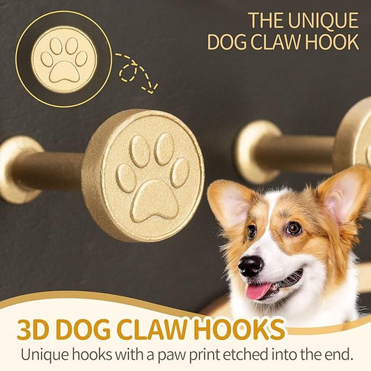 MTERSN Key Holder for Wall - Decorative Key Hook Coat Rack Wall Mount with 5 Unique 3D Dog Paws Hooks, Dog Leash Holder for Wall Hooks for Farmhouse Entryway, Gift for Dogs Lovers (Black)