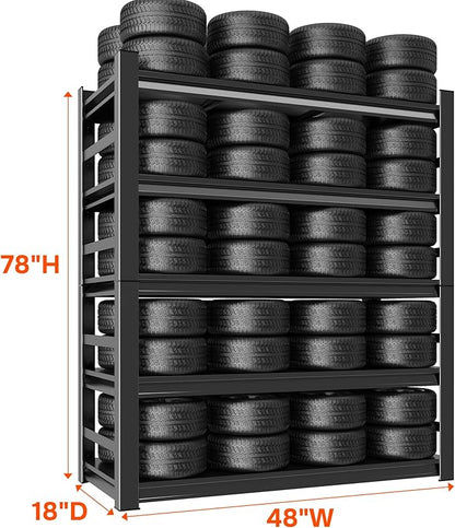 Metal Shelving 78" H x 48" W x 18.0" D, Heavy Duty Garage Shelves Series, Industrial Steel Storage Rack for Garage, Basement & Workshops, Multifunctional Utility Shelving Unit
