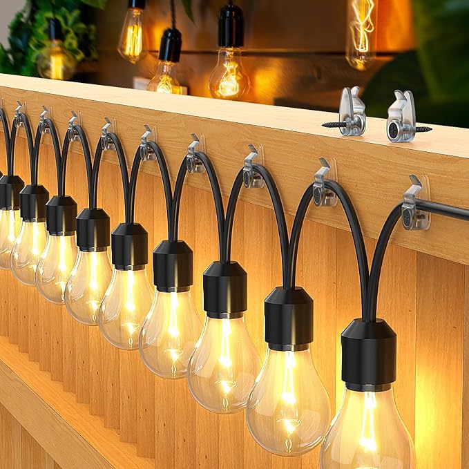 Hooks for Outdoor String Lights Clips, Christmas Light Clips Weatherproof, Lights Hanger Hooks for Hanging Christmas Light, Fairy Light, Cable, Holiday Decor - Clear, 50 Pack