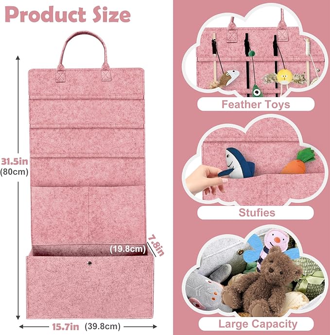 5-Layer Cat Wand Toy Storage Bag, 31.6in Multifunction Pet Toy Storage Hanging Bag